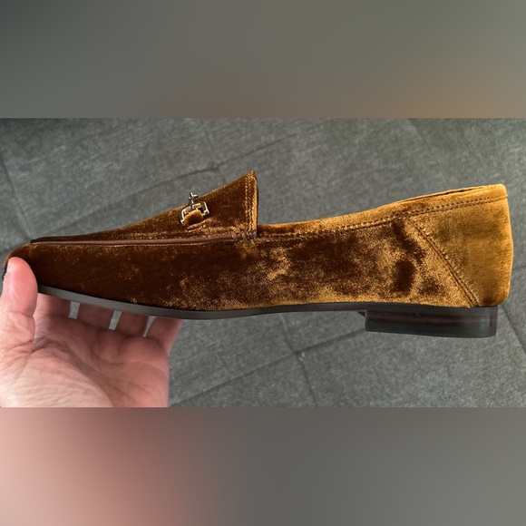 NWT NIB Sam Edelman Loraine Velvet Flat Cocoa Bronze Gold Hardware Size 8 - Picture 6 of 9